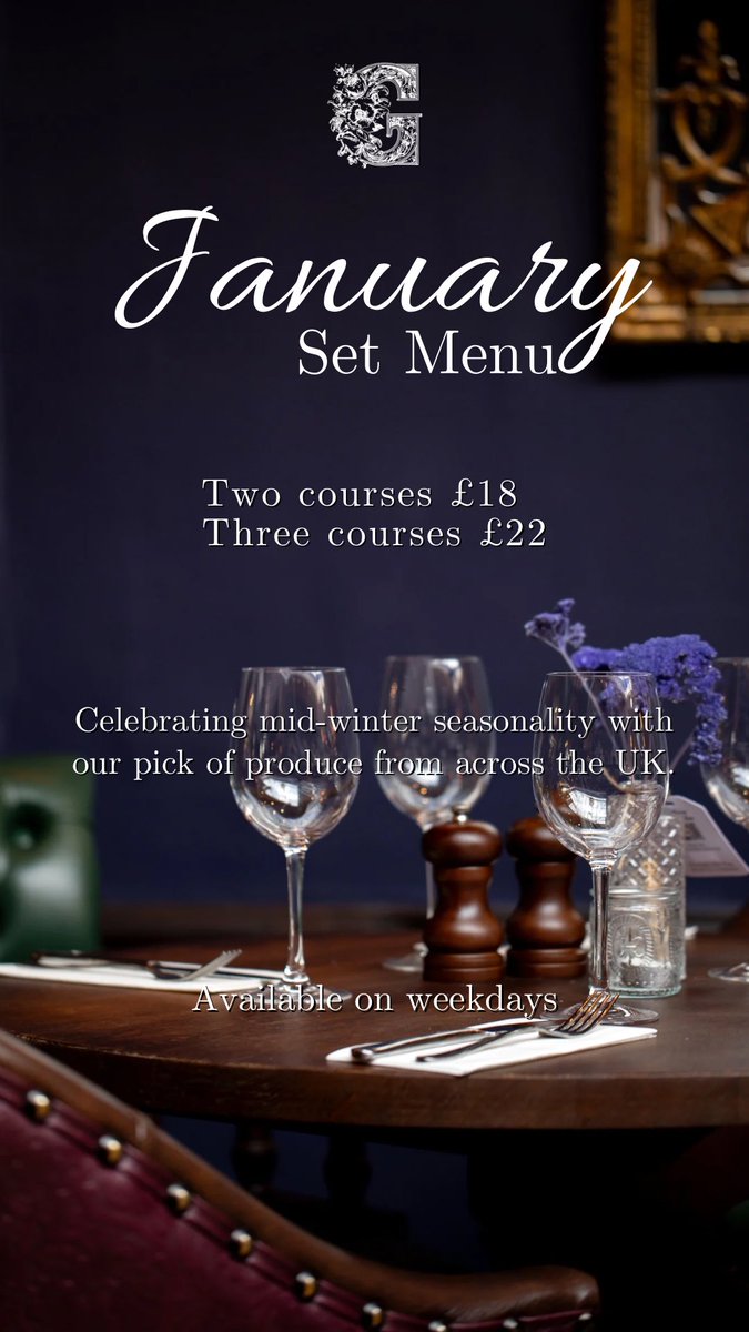 Avoid the Monday blues and treat yourself to a 3 course meal for £22 from our January Set Menu!