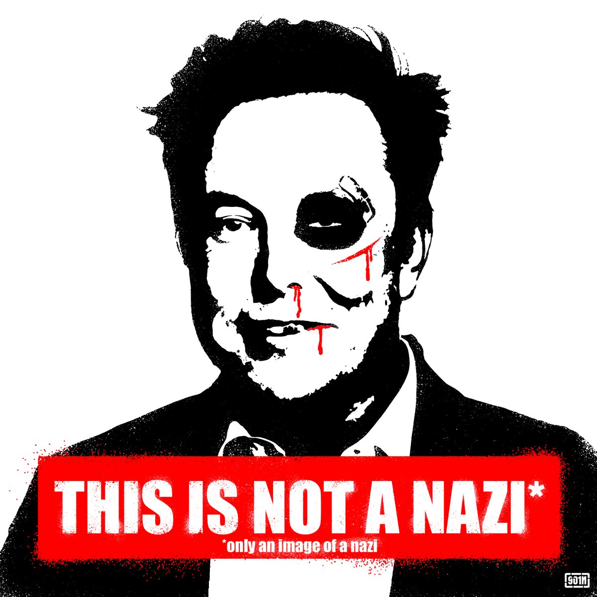 Goinart's tweet photo. THIS NOT A NAZI*
*only an image of a nazi
__________________ 

Artwork by @Goinart 
#ElonMusk #ElonIsANazi #holocaustday https://t.co/J5yFnhnjCj