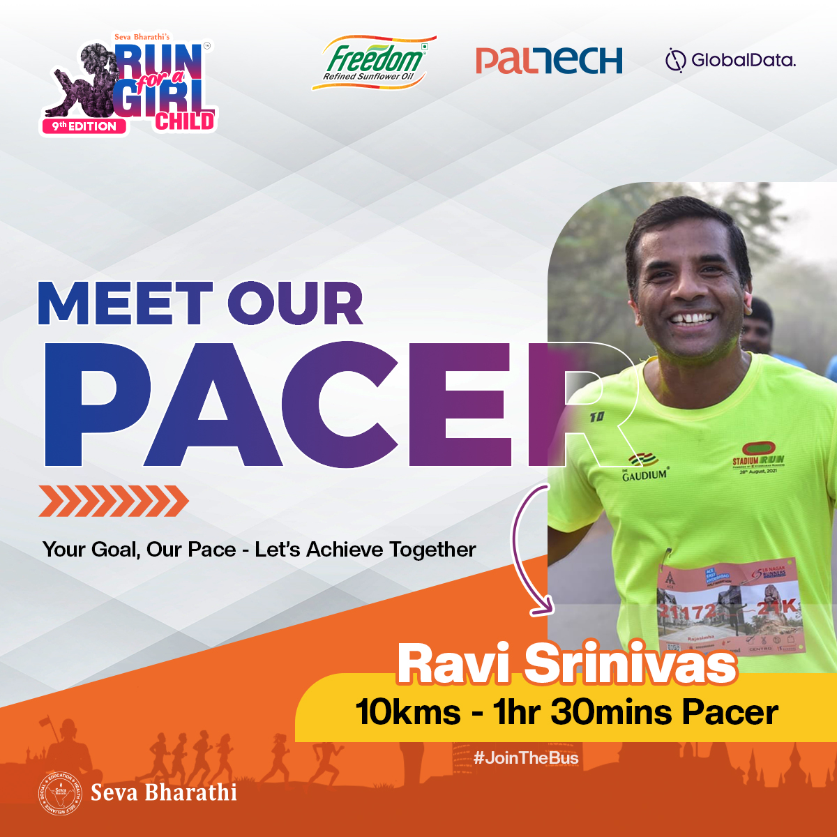 sevabharathitg's tweet photo. Gear up for the 9th Edition of #RunForAGirlChild with our incredible #10KPacer,Ravi Srinivas!Hell be your dependable guide, leading you mile after mile toward #AchievingYourGoal.
👉https://t.co/byRr8UlOLD
#EmpowerWithRaviSrinivas #PaceWithPurpose #RunForChange #RFGC #RUN #10KRUN https://t.co/S6MKMAsB3N