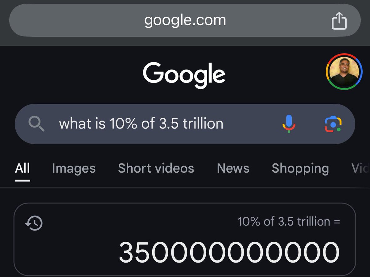 Holy shit!!!  Wasn’t sure how many zeros were in 10% of $3.5 trillion but thought I’d check given that’s the minimum amount that will be taken off the market cap of #nvidia when the markets open today.  

It’s ALOT!  

Look’s like Jenson Huang is getting a taste of his own