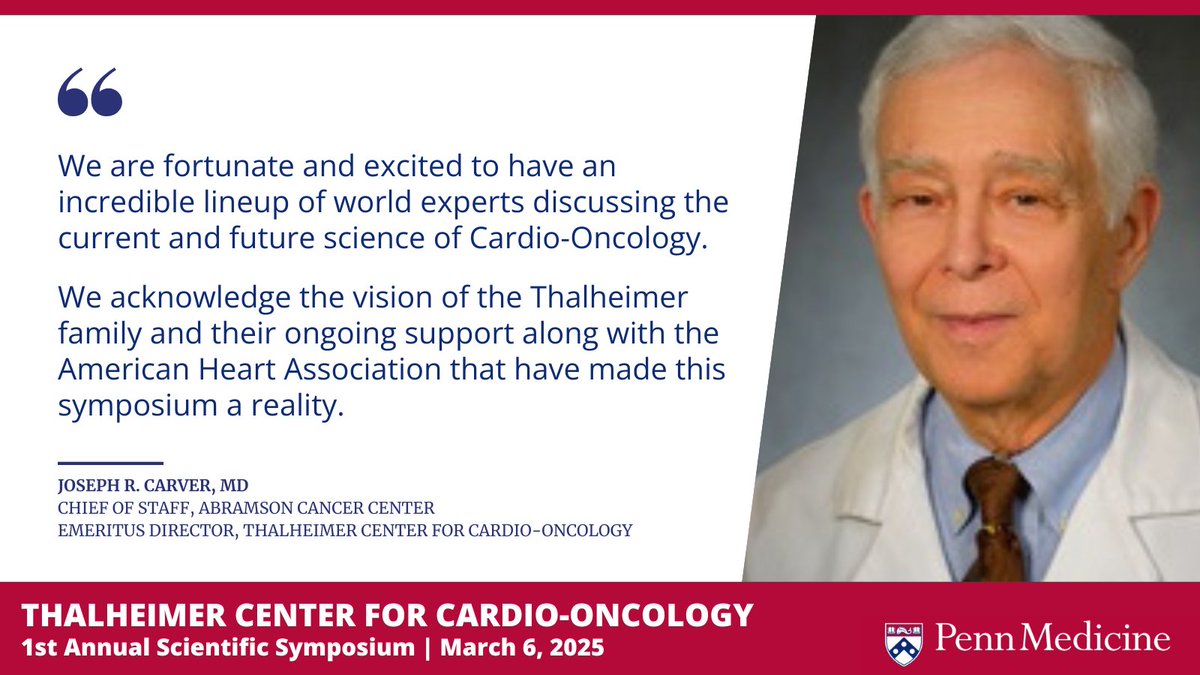 Penn Cardiology (@penncardiology) on Twitter photo Learn from the incredible lineup of experts participating in <a href="/PennThalheimer/">The Penn Thalheimer Center for Cardio-Oncology</a>'s first annual scientific symposium this March!
Save the Date 🗓️ 3/6/25
Register ➡️ spr.ly/6018vHrOp
#CardioOncology #Cardiology #MedEd Learn from the incredible lineup of experts participating in <a href="/PennThalheimer/">The Penn Thalheimer Center for Cardio-Oncology</a>'s first annual scientific symposium this March!
Save the Date 🗓️ 3/6/25
Register ➡️ spr.ly/6018vHrOp
#CardioOncology #Cardiology #MedEd