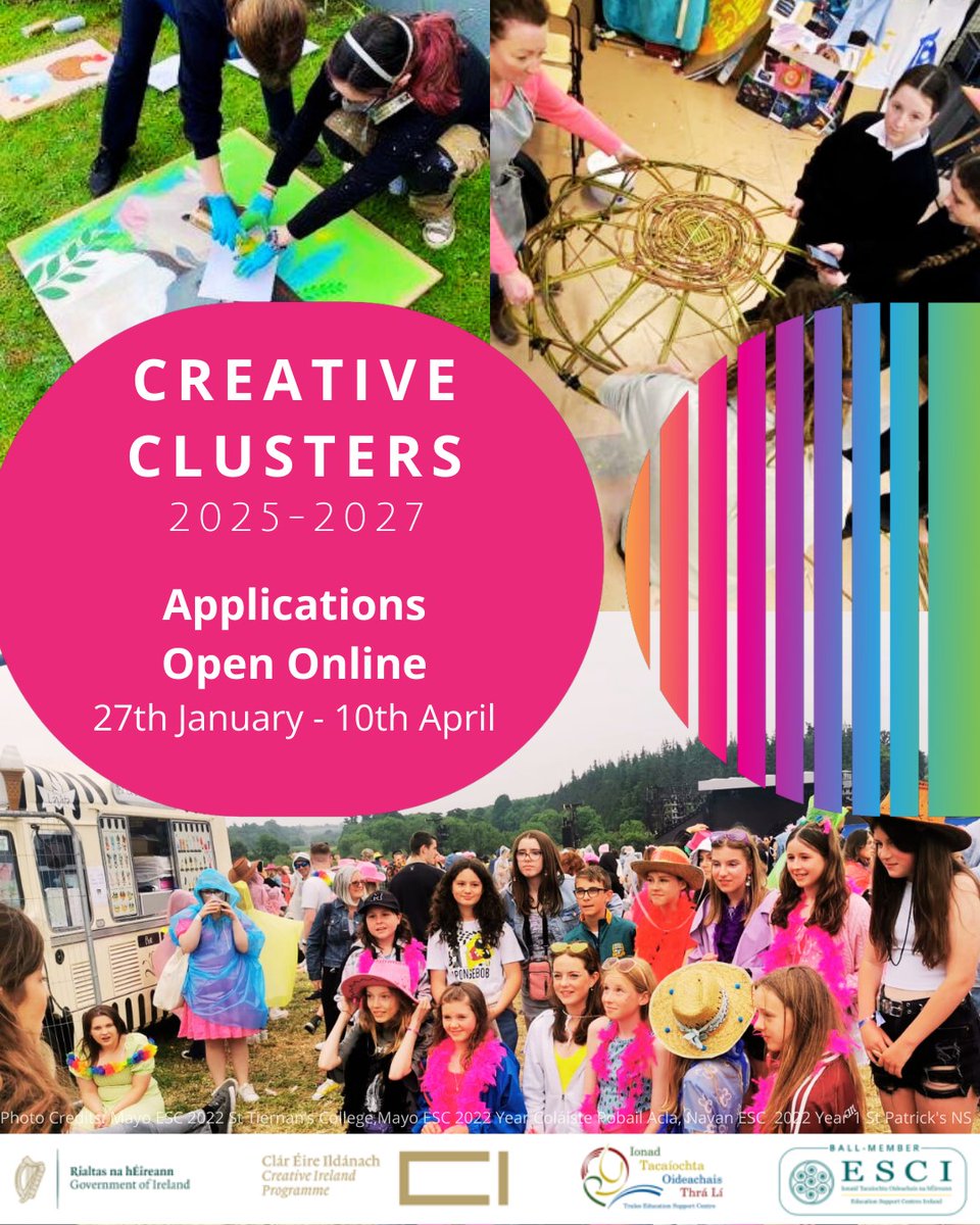 Final Call: Creative Clusters Programme 2025 

All applications for Creative Clusters must be submitted no later than Thursday, 10 April 2025. 

Link for further information, including application process:
gov.ie/en/publication…