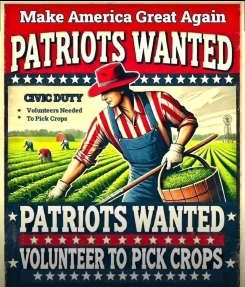 YourAnonNews's tweet image. When the economy tanks because of Trump's policies, we can't wait to see all the MAGA volunteers who will get off their asses to pick crops.