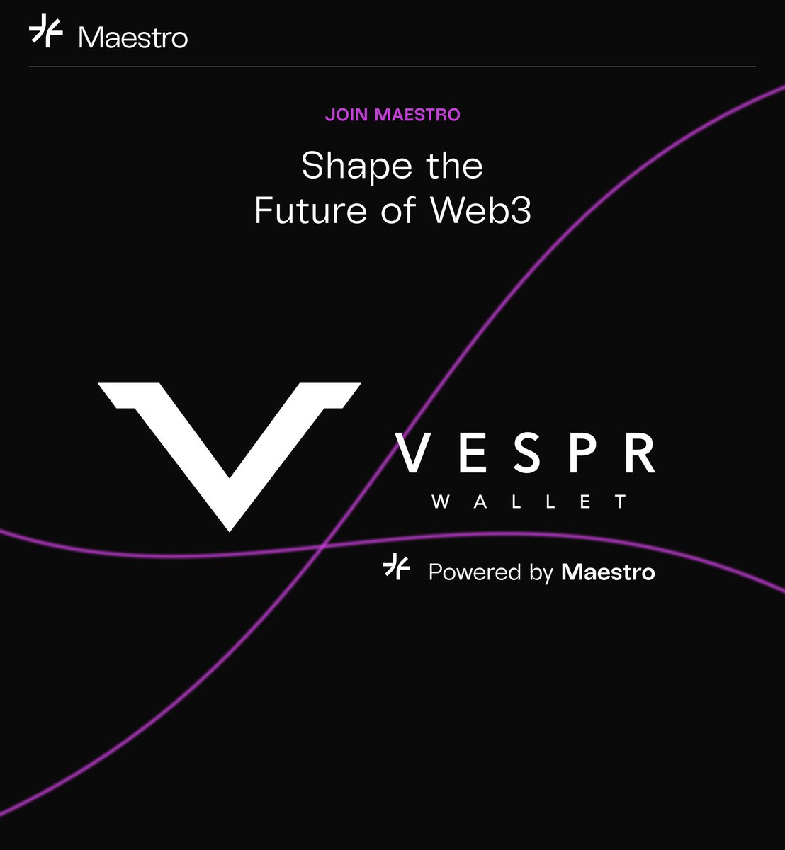 Maestro 🤝 VESPR

VESPR empowers the community with the leading mobile wallet in the Cardano ecosystem, ensuring quick access to your favorite dApps 🏃‍♂️

What's powering <a href="/vesprwallet/">V E S P R</a>? Maestro ⚡️

Thank you for trusting us to deliver enterprise-grade reliability and scalability for