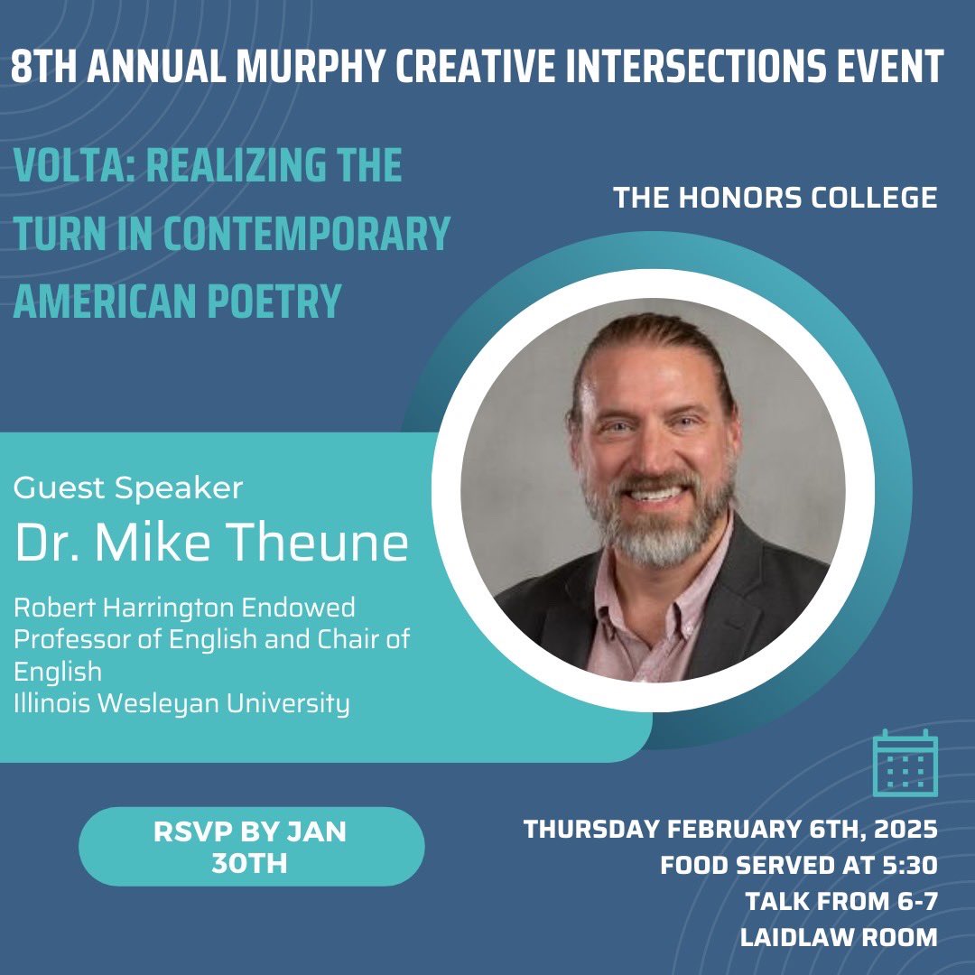 The Honors College is inviting all students to their Annual Murphy Creative Intersections event on Feb. 6! Make sure to RVSP by Jan. 30! 

#oaklanduniversity #writing #rhetoric
