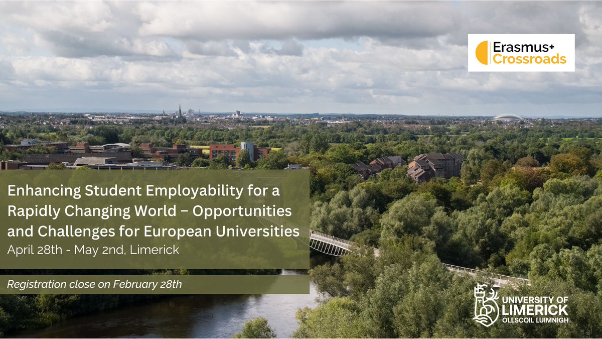 Uni_Foundation's tweet image. Is your institution looking to boost student employability? @UL is organising an Erasmus Crossroads Staff Week focused on large-scale placements, student engagement and more.

Get all the details: staffmobility.eu/staffweek/enha…

#ErasmusCrossroads #StaffTraining #BuildingCapacities