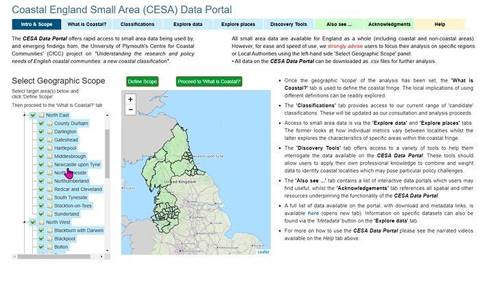 Alex is discussing t/ CESA portal, which makes health, econ, social &amp; housing data available (to you, our stakeholders). There are 2 elements to our study 1) What is coastal? (working with you to define this) 2) How we use the data to define this &amp; does it make sense locally?