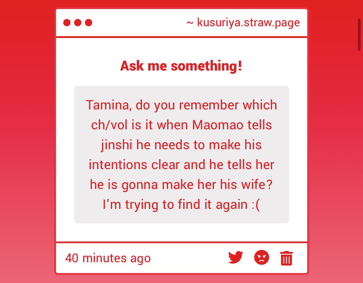Volume 7, Ch. 18 

He was looking at Maomao, but somehow he seemed almost embarrassed. Finally Jinshi managed, "Now listen to me, I mean, Maomao! Listen close! I am going to make you my wife! For you, I will remove every obstacle that keeps us apart. One day. Just know that."

🥹