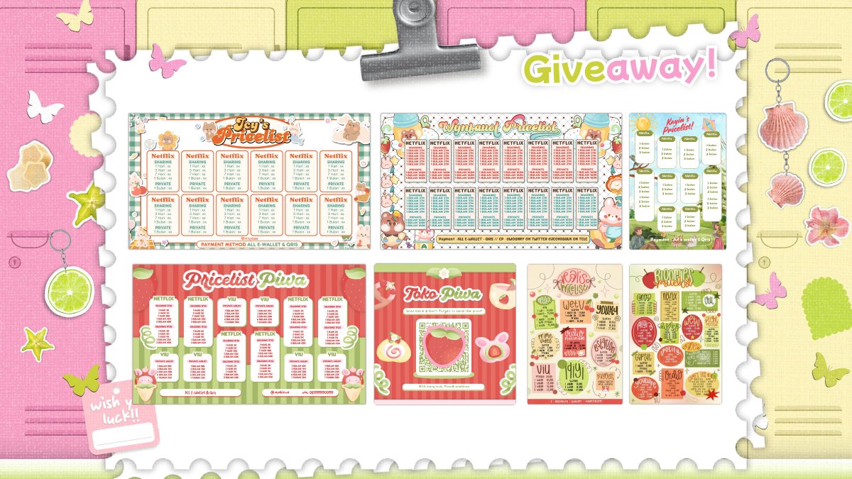🪄🎀 GIVEAWAY BA EDIT PL!

Dalam rangka penetapan harga baru, para BA edit PL ngadain GIVEAWAY SALDO 70K untuk 7 orang &amp; 21 KATALOG EDIT PL GRATIS!

Rules :
- BA only
- Follow <a href="/catnip__junkie/">pulici edit PL ‼️ STOP JUAL UNDER ‼️</a>
- RT pinned, tweet ini, &amp; katalog yg kamu pengen (bisa lebih dari 1)👇🏻

#zonauang