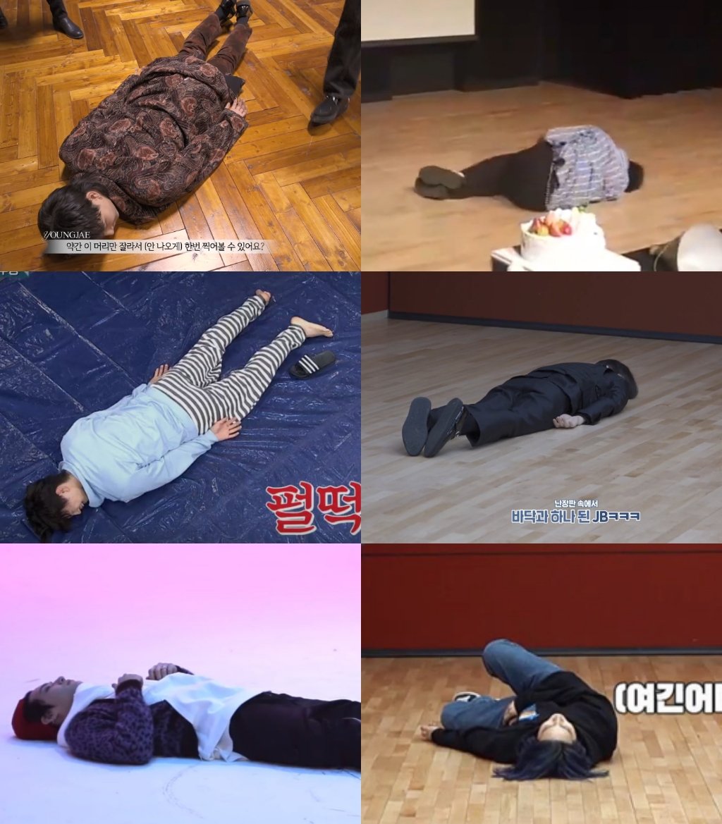 arssevens's tweet photo. jaebeom who is always lying on the floor needs to be studied https://t.co/fOHWcyCqNk