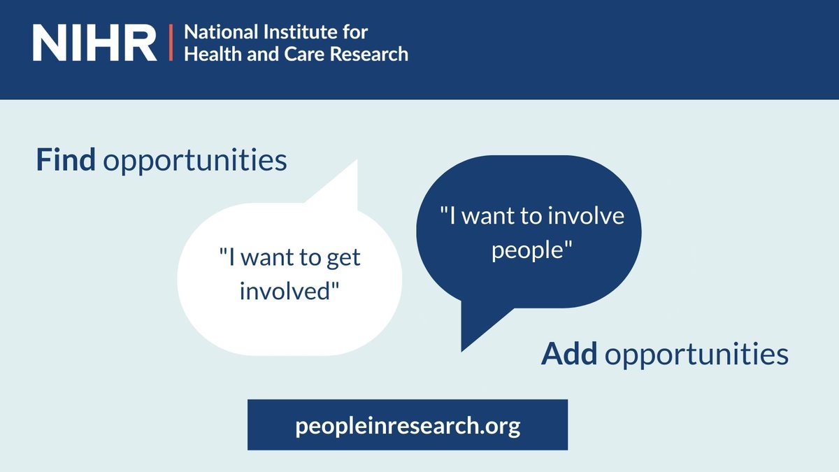Are you a patient, member of the public or carer looking for an opportunity to get involved? Or a researcher with an opportunity for people to get involved in your work?

Head over to People in Research to browse and post opportunities: peopleinresearch.org