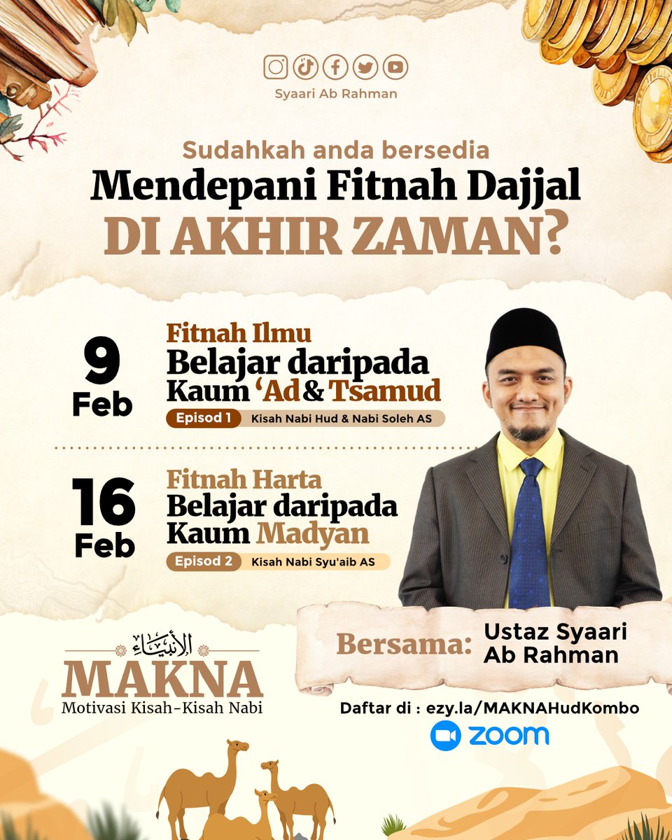tinybaby67's tweet photo. 📢 Pendaftaran MAKNA Februari Kini Dibuka!

Sudahkah anda bersedia untuk "Mendepani Fitnah Dajjal di Akhir Zaman"? https://t.co/LcwhOnAbd7