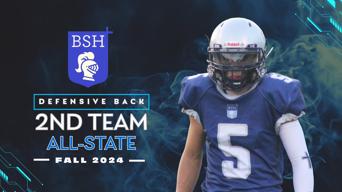 🥈🥈 Congratulations AGAIN to Knights Football player Odin Diaz, who was also recognized as 2nd Team All-State for Division II VISFL as a Defensive Back. Odin was a force in the defensive backfield, wracking up 50+ tackles and an interception!🤝 #HailToThee #bshfootball #allstate