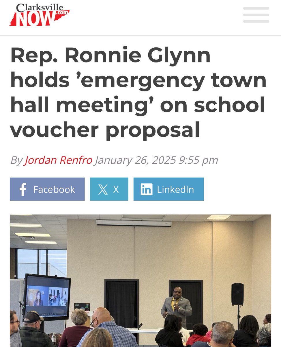 CLARKSVILLE: Rep. <a href="/ronniefor67/">Rep. Ronnie Glynn</a> Glynn held a town hall where folks spoke out against vouchers — “The amount of money the government is estimating for this special session is nearly $1 billion.” #LeesVoucherScam clarksvillenow.com/local/rep-ronn…