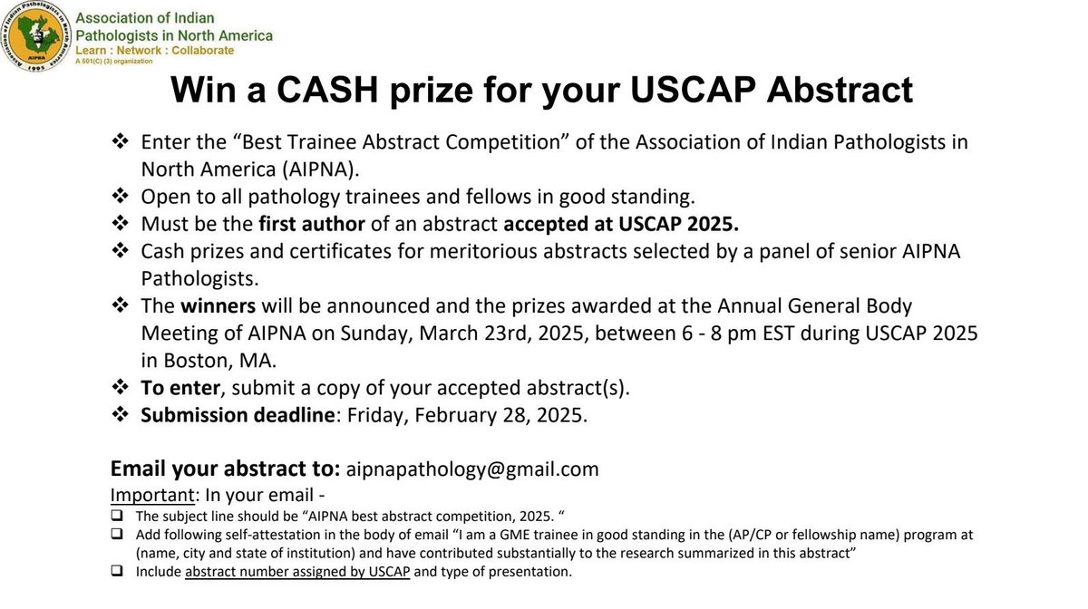 BEST ABSTRACT AWARD!! <a href="/Pathologists/">CAPathologists</a> <a href="/CAPACPResidents/">CAP-ACP Residents</a>