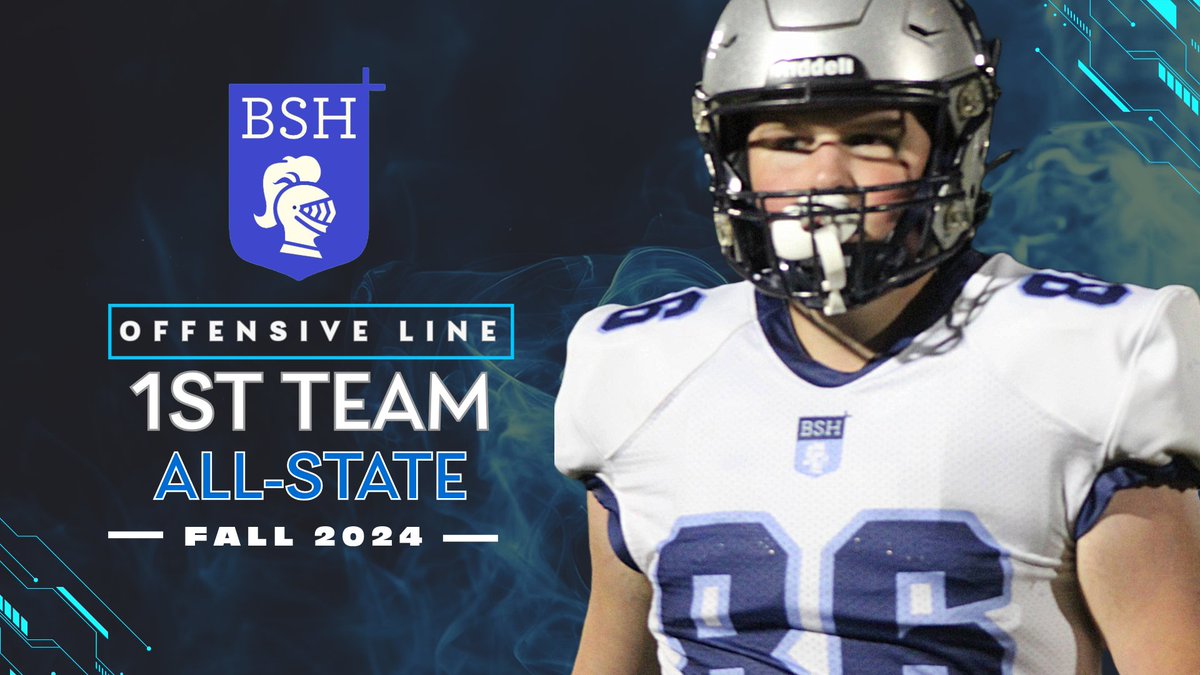 🥇Congratulations to Knights Football player Scott Krohn (Class of 2027), who was recognized as 1st Team All-State for Division II by the VISFL League for his play this fall as an Offensive Lineman. Well done Scott and congratulations 🤝 #HailToThee #bshfootball #allstate