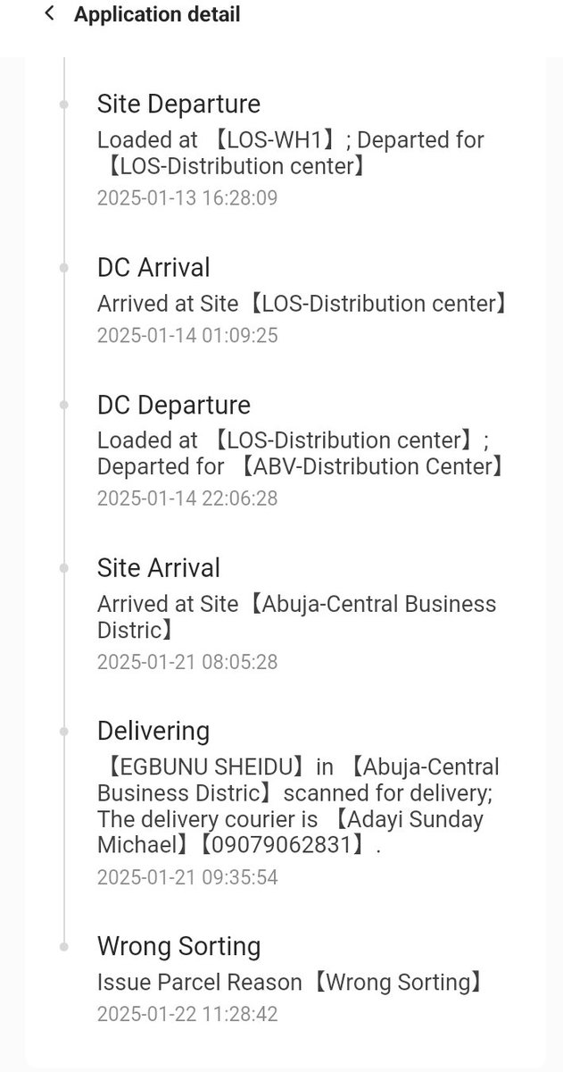 Daneromose's tweet photo. @Speedafng My name is Daniel and I'm yet to receive my parcel since last year. My express NO. is NG020250146841 and it's showing wrong sorting. Please I need it urgently https://t.co/g2AxsnBoOS