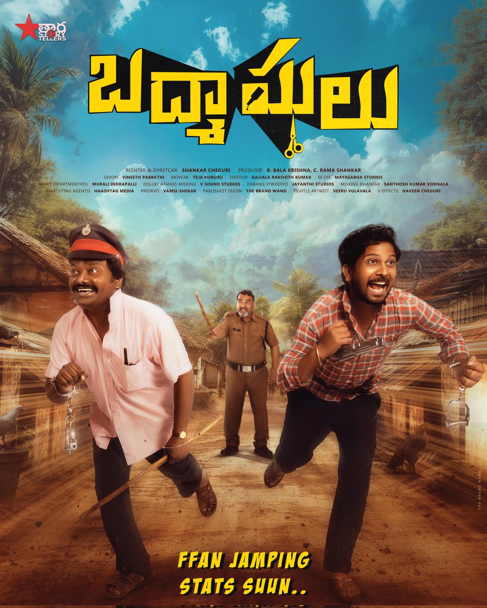 SagarVidyak's tweet photo. Hi All,  This is My New Movie 
Please Support and Share

Presenting the craziest 1ST LUK of @TharaStorys Production No 1 titled #Badmashulu ✂️💥

A quirkiest escape filled with laughter, heart, and rooted emotions 🙌❤️

FAN JAMPING - STATS SUUN https://t.co/pIL9bNAs5H
