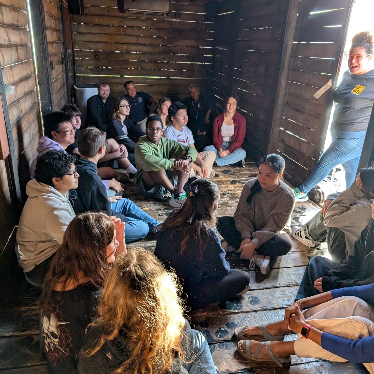 BrevardSchools's tweet photo. In December, West Shore High students toured #HateEndsNow : an immersive mobile Holocaust exhibit, which takes the form of a replica WWII cattle car. On this #HolocaustRemembranceDay, let’s commit to fighting hate. Thank you to all who made this possible for our students. https://t.co/4rsav06Gap