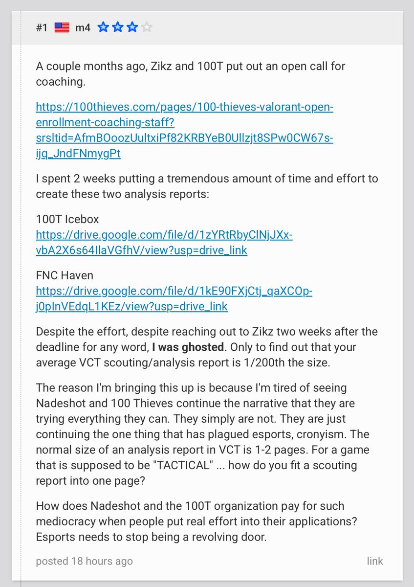 TrickVAL's tweet photo. This guy made a 100 page report on 100T for the coaching application & got mad they didn’t reply 

This is seriously his first page: an AI generated description of icebox. 

He then went on to deny advice from MCE & quoted his win / loss record on teams as the reason why he shouldn’t take this advice. 

I have been in esports for over 10 years & been apart of so many communities, I’ve never seen a community more delusional in my entire life than the Reddit / VLR community on Valorant. Genuine sociopaths with parasocial relationships to players teams and coaches. Every single one of them thinks they have an opinion that matters, when in reality it’s like a third grader trying to teach Einstein relativity.