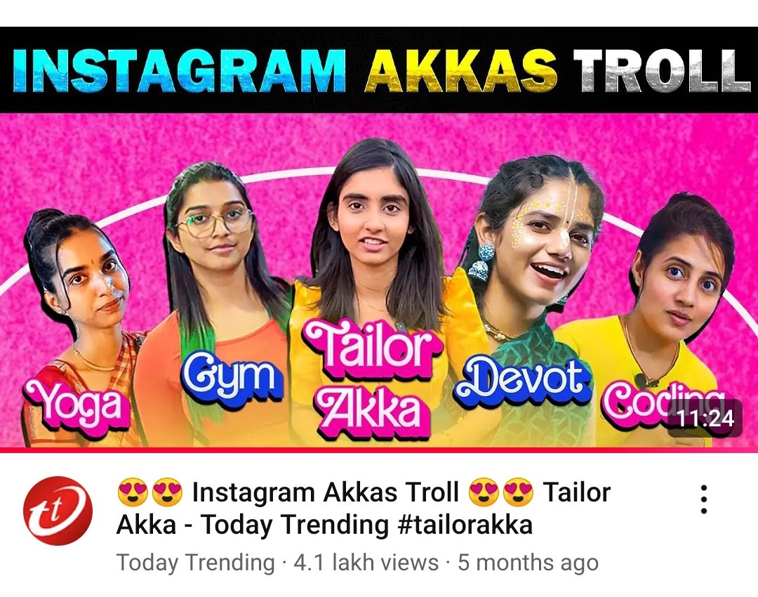 realsiff's tweet image. A new Akka (sis) revolution is taking place in Tamil Nadu. Females are objectifying themselves to get popular.

By the way, this video missed Balloon Akka😂🥲. It still covers Yoga Akka, Gym Akka, Coding Akka, devotional akka and tailor Akka.

Watch(in Tamil):