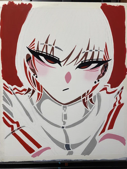 エアブラシ毎回手こずりすぎてたけど今回でようやく絵の具と水分量の塩梅をつかめたきがする 