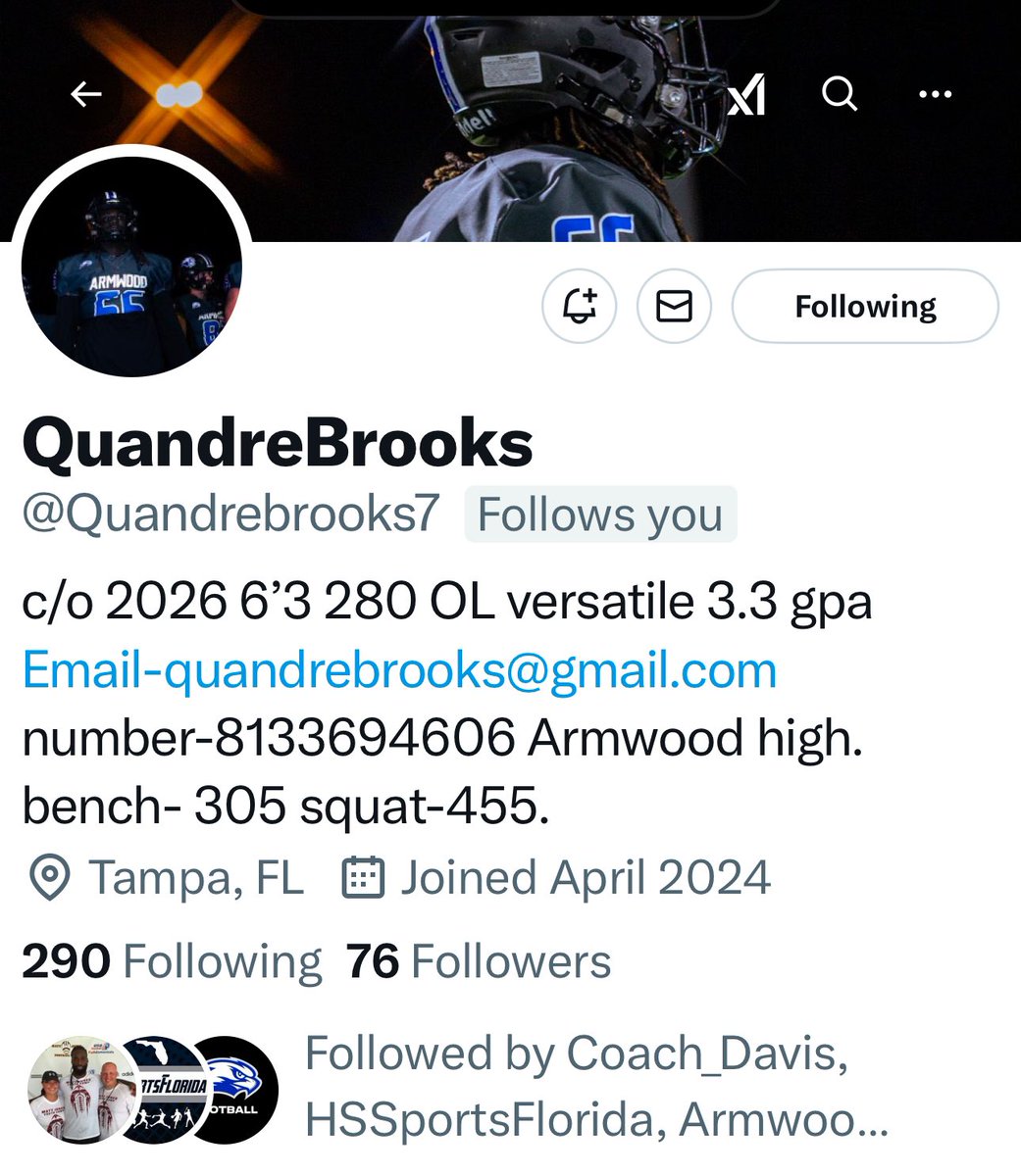 Tampa Bay Football (@tampafootballfl) on Twitter photo <a href="/Quandrebrooks7/">QuandreBrooks</a> is definitely π keep you eyes on this big fella coaches. <a href="/USFFootball/">USF Football</a> <a href="/UCF_Football/">UCF Football</a> <a href="/GatorsFB/">Florida Gators Football</a> <a href="/FAUFootball/">Florida Atlantic Football</a> <a href="/FIUFootball/">FIU Football</a> <a href="/Quandrebrooks7/">QuandreBrooks</a> is definitely π keep you eyes on this big fella coaches. <a href="/USFFootball/">USF Football</a> <a href="/UCF_Football/">UCF Football</a> <a href="/GatorsFB/">Florida Gators Football</a> <a href="/FAUFootball/">Florida Atlantic Football</a> <a href="/FIUFootball/">FIU Football</a>