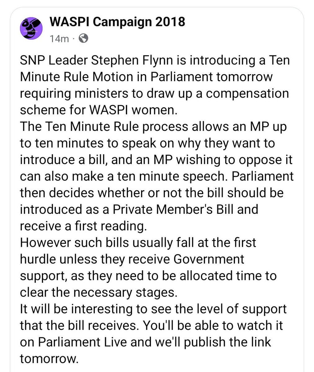 WASPI_2018's tweet image. Thank you @StephenFlynnSNP
for your continued support for #WASPI women. Link to debate scheduled for tomorrow at here:

parliamentlive.tv/Event/Index/3e…