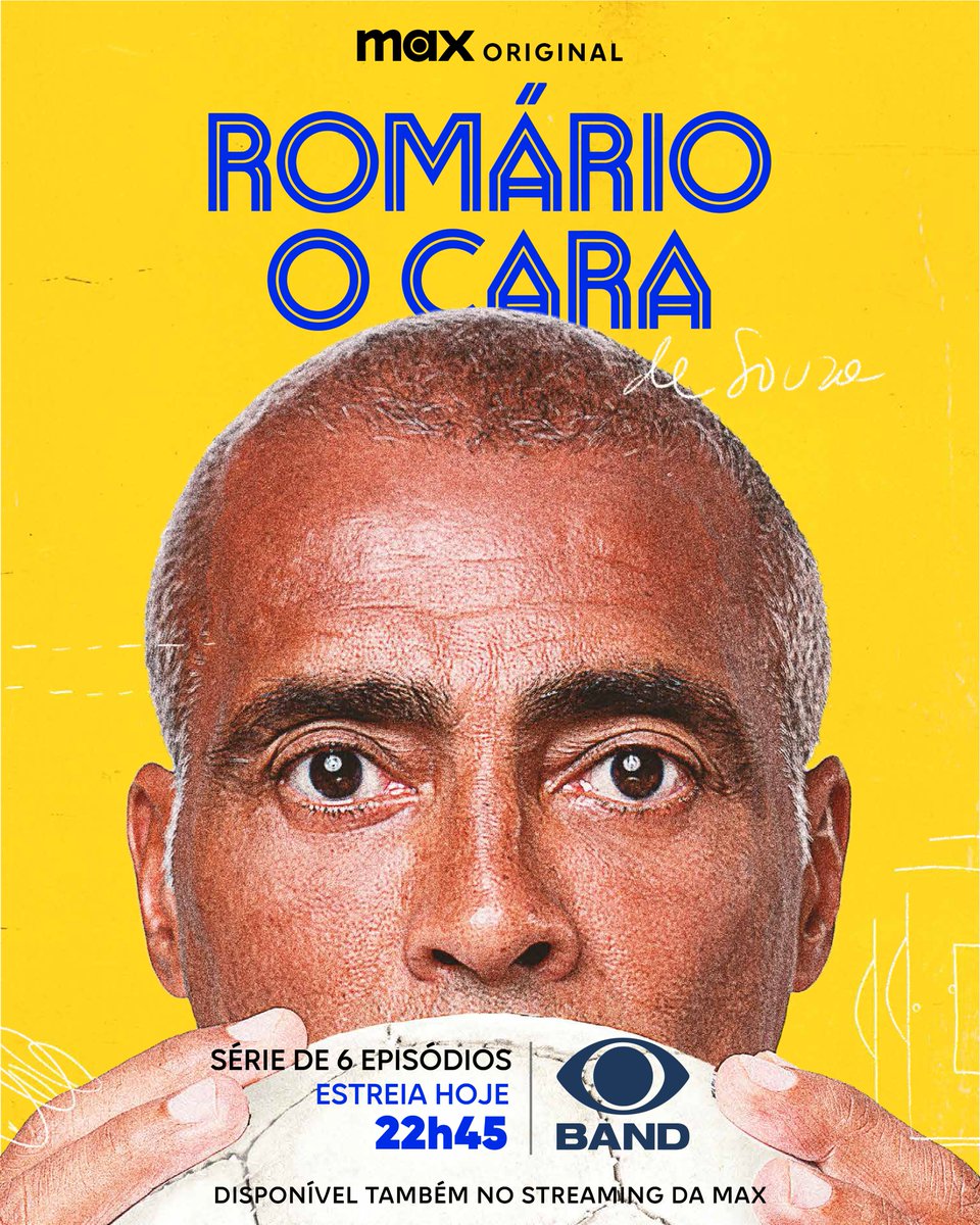 BandTV's tweet photo. ⚽ 🥅 Das favelas do Rio de Janeiro ao estrelato mundial, a história de um dos maiores atacantes do futebol brasileiro.

"Romário, O Cara": estreia hoje (27), às 22h45, na tela da Band! 📺 🤩

#NoitesDaMax #Romário #Band https://t.co/Dlc8f26nFa