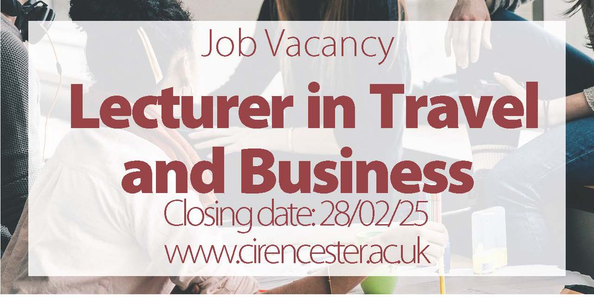 We are looking for a Lecturer in Travel and Business! Find out more and apply here: ow.ly/5FrG50UNNob