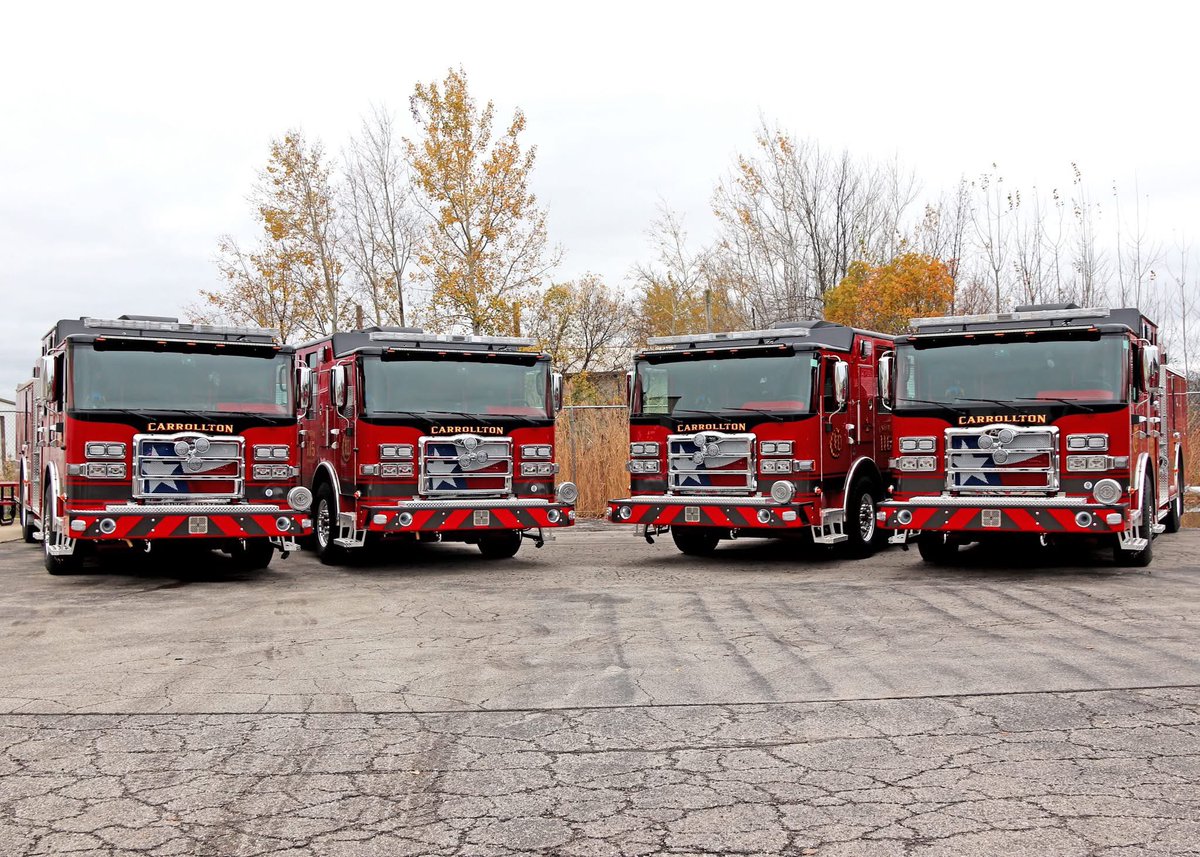 PierceMfg's tweet image. Four pumpers for Carrollton Fire Rescue!

Each #Enforcer #Pumper is configured following a traditional engine design. The sleek black over red color scheme is new for their fleet. Their department operates out of eight fire stations in #CarrolltonTX.