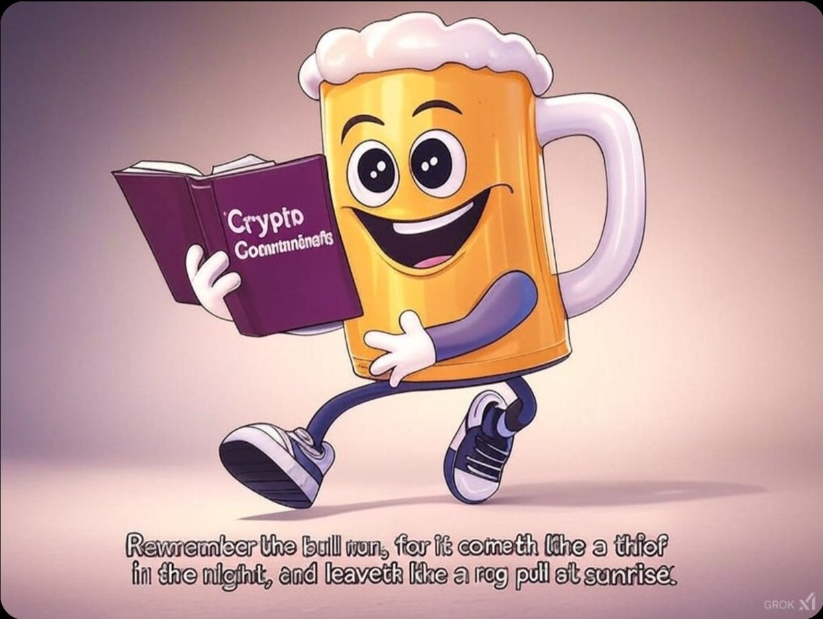 boozer_coin's tweet photo. "Crypto Commandments"
Remember the bull run, for it cometh like a thief in the night, and leaveth like a rug pull at sunrise."
#solana #memecoin #boozer #boozcoin https://t.co/1nlW8lcrq1