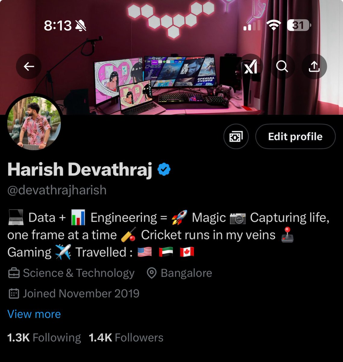 devathrajharish's tweet photo. Anyone who is into :
1) #dataengineering 
2) #photography 
3) #gaming 
4) #Cricket 
5) #Travel

I would like to get to know you and connect 🤝and learn from you. 

#DataPrivacyConference https://t.co/pJvcaY33EW