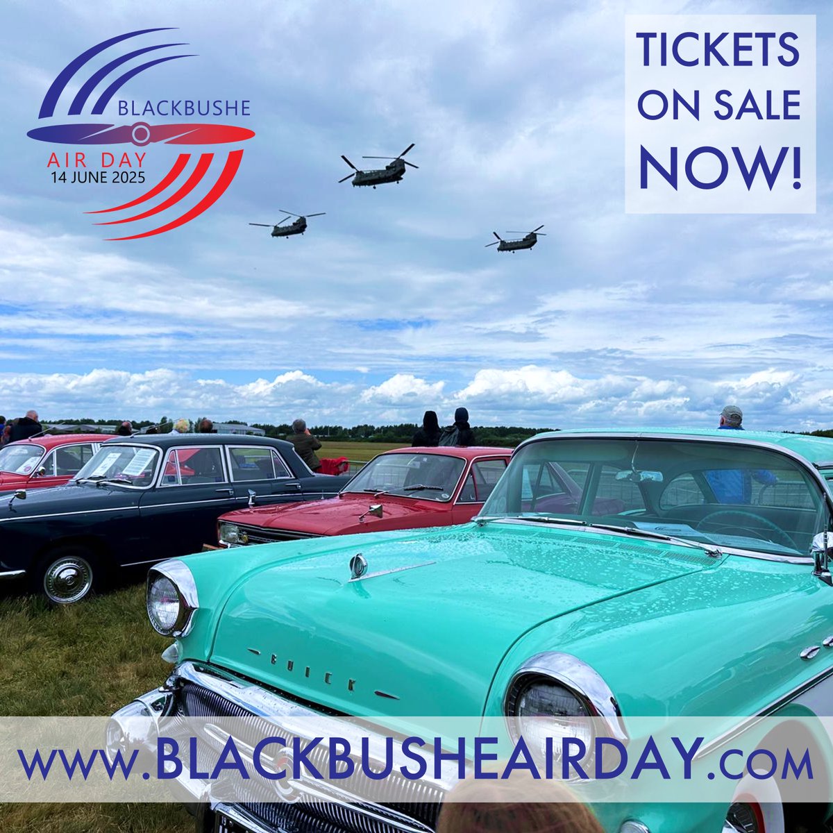 Tickets are on sale now for the Blackbushe Air Day 2025!  Our popular event is back for a 4th year running, featuring 200 classic vehicles, over 80 aircraft, stalls, inflatables, live music, and fun for all the family.  Get your tickets at blackbusheairday.com