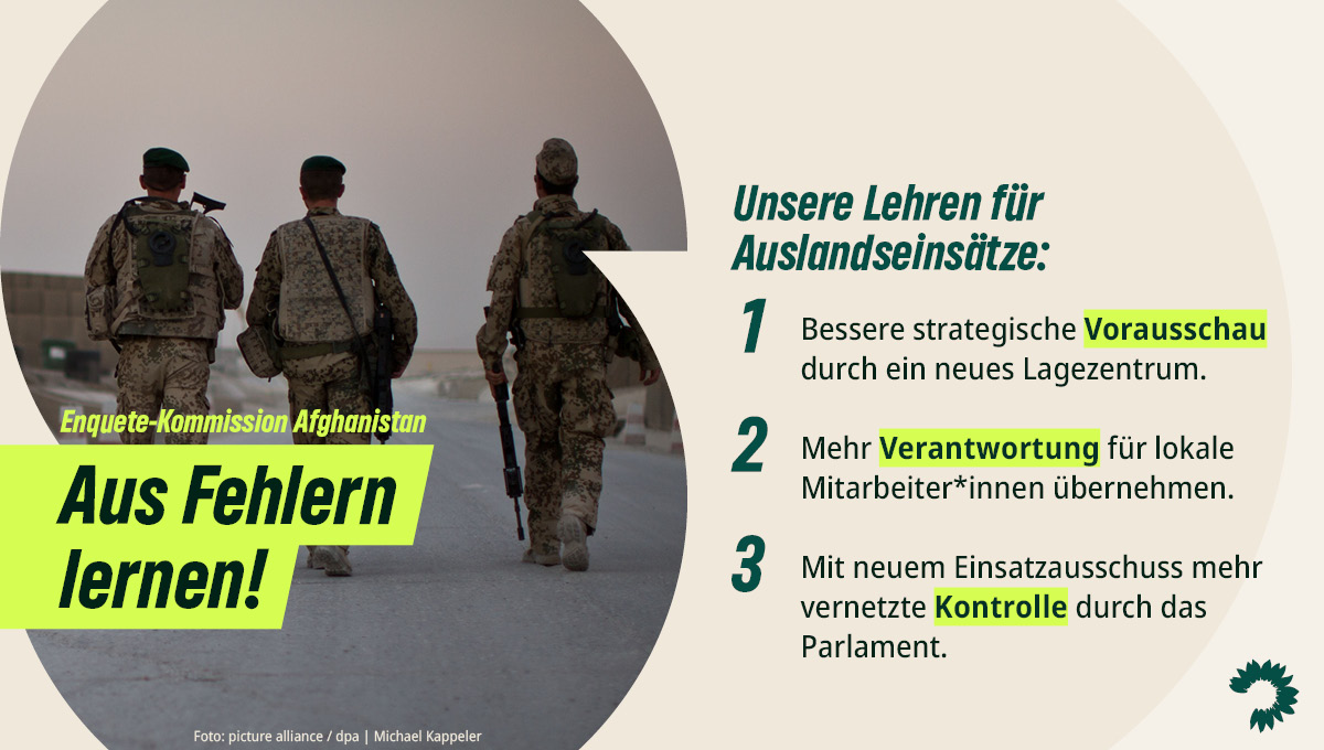 Wir müssen uns bei Auslandseinsätzen besser aufstellen!
Der Abschlussbericht der Enquete-Kommission Afghanistan enthält 72 Empfehlungen, die wir nun zügig umsetzen wollen.
Nur so werden wir den riesigen Herausforderungen in der Außen- &amp; Sicherheitspolitik gerecht. 👇