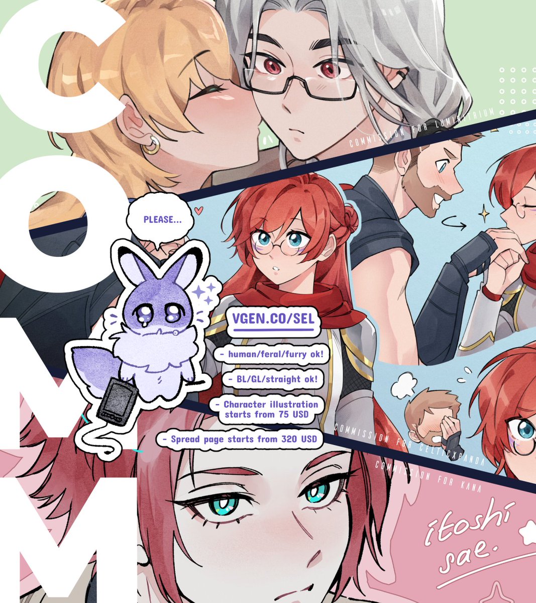 selwujun's tweet photo. my comm queue for feb is still open! 🥹
currently only open on Vgen to streamline my process ⭐️How to commission me: https://t.co/DV6Yrs5CqT
⭐Samples: https://t.co/HyDj4aODrK
If you have any question please feel free to reply under this tweet! https://t.co/namKXWdY3b