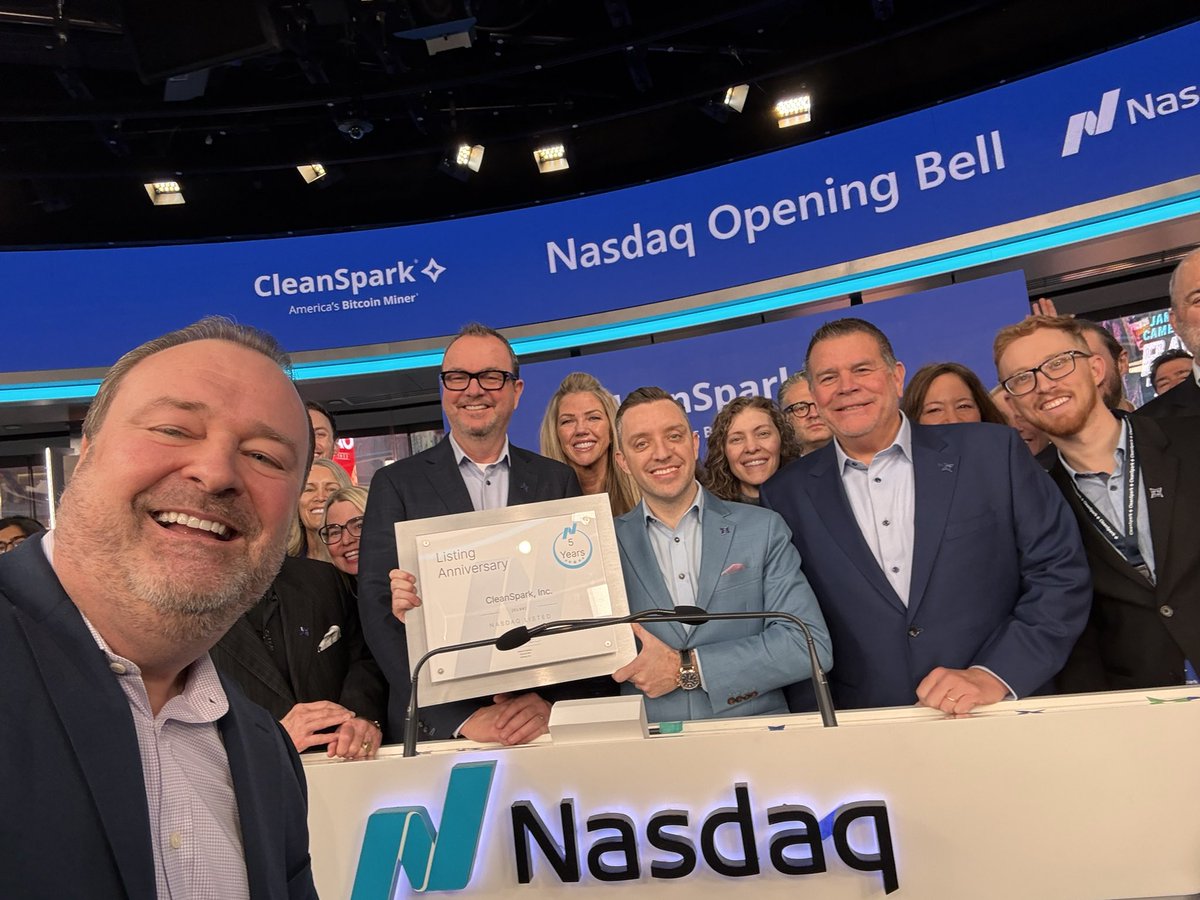 Amazing <a href="/NasdaqExchange/">Nasdaq Exchange</a> market open with our friends from <a href="/CleanSpark_Inc/">CleanSpark Inc.</a> celebrating 5 years on Nasdaq!