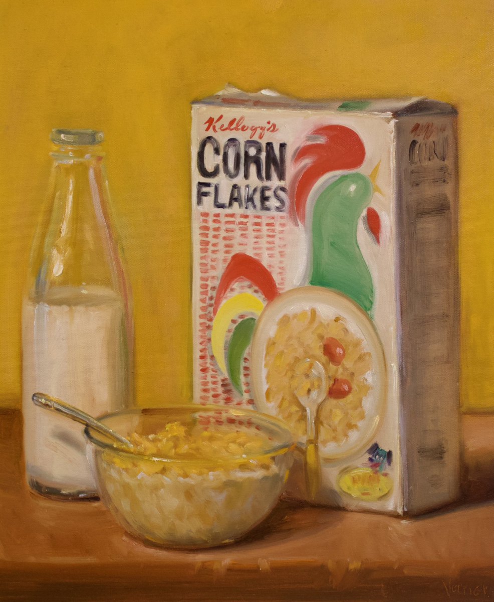 NoahVerrier's tweet photo. My oil paintings of Corn Flakes https://t.co/r2miZU2xyd