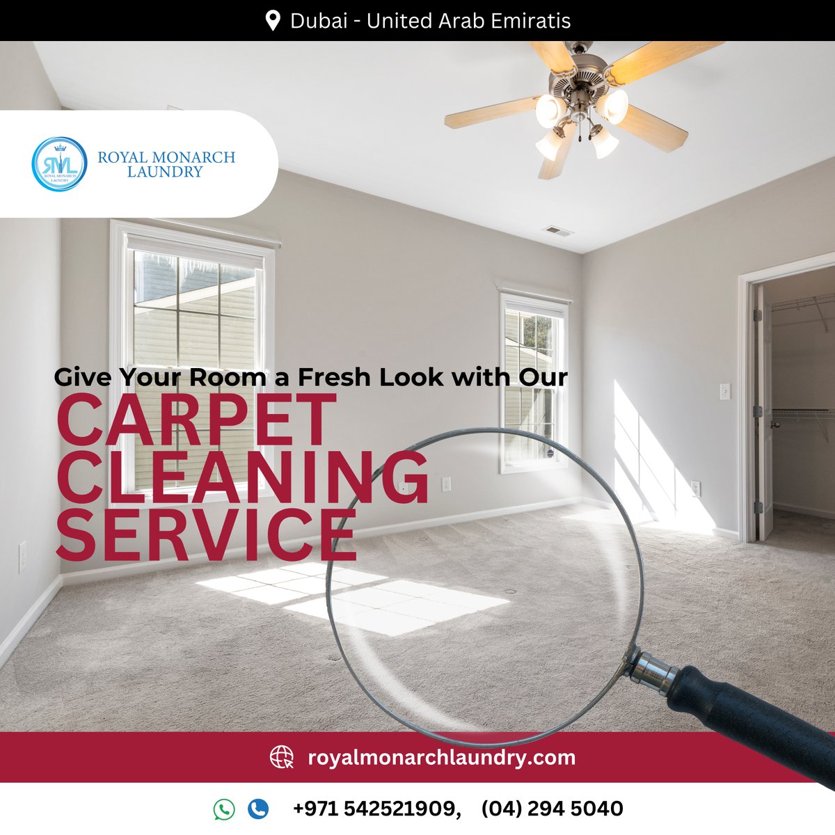 RMLaundry's tweet photo. Restore Comfort and Freshness with Royal Monarch Laundry’s Carpet Cleaning Services
#RoyalMonarchLaundry #CarpetCleaningDubai #PalmJumeirah #LaundryServicesNearPalmJumeirah #LaundryServicesNearJBR #LuxuryCare 
🌐 https://t.co/Oa1YlKdm2S | +971 542521909 | (04) 2945040 https://t.co/qmQT7cvitS
