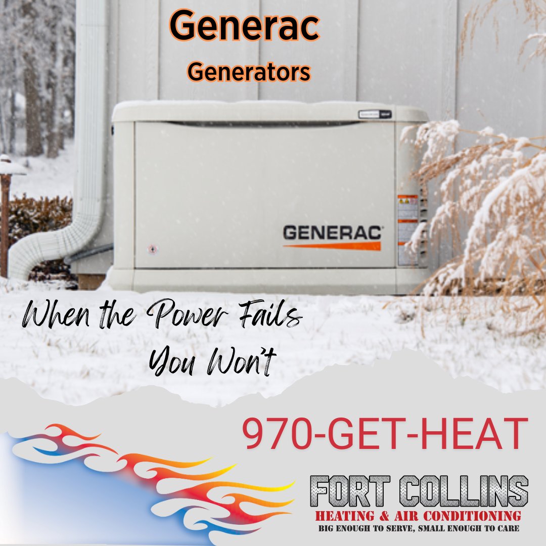 FortCollinsHVAC's tweet image. 🌨️⚡️ Winter storms can wreak havoc, but don’t let power outages leave you in the dark! 💡❄️ 

Be pro-active and stay cozy with a professionally installed Generac Generator. 🔌🔥 
 
Call 970-GET-HEAT or fortcollinsheating.com/contact/get-a-…

#WinterReady #PowerUp #GeneratorGoals   #StayCozy