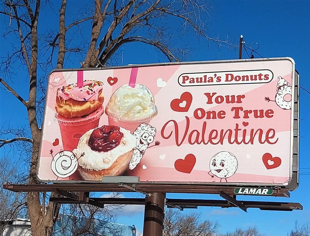 Follow your heart to <a href="/PaulasDonuts/">Paula's Donuts</a> this Valentines Day! #LamarAdvertising #valentinesday2025