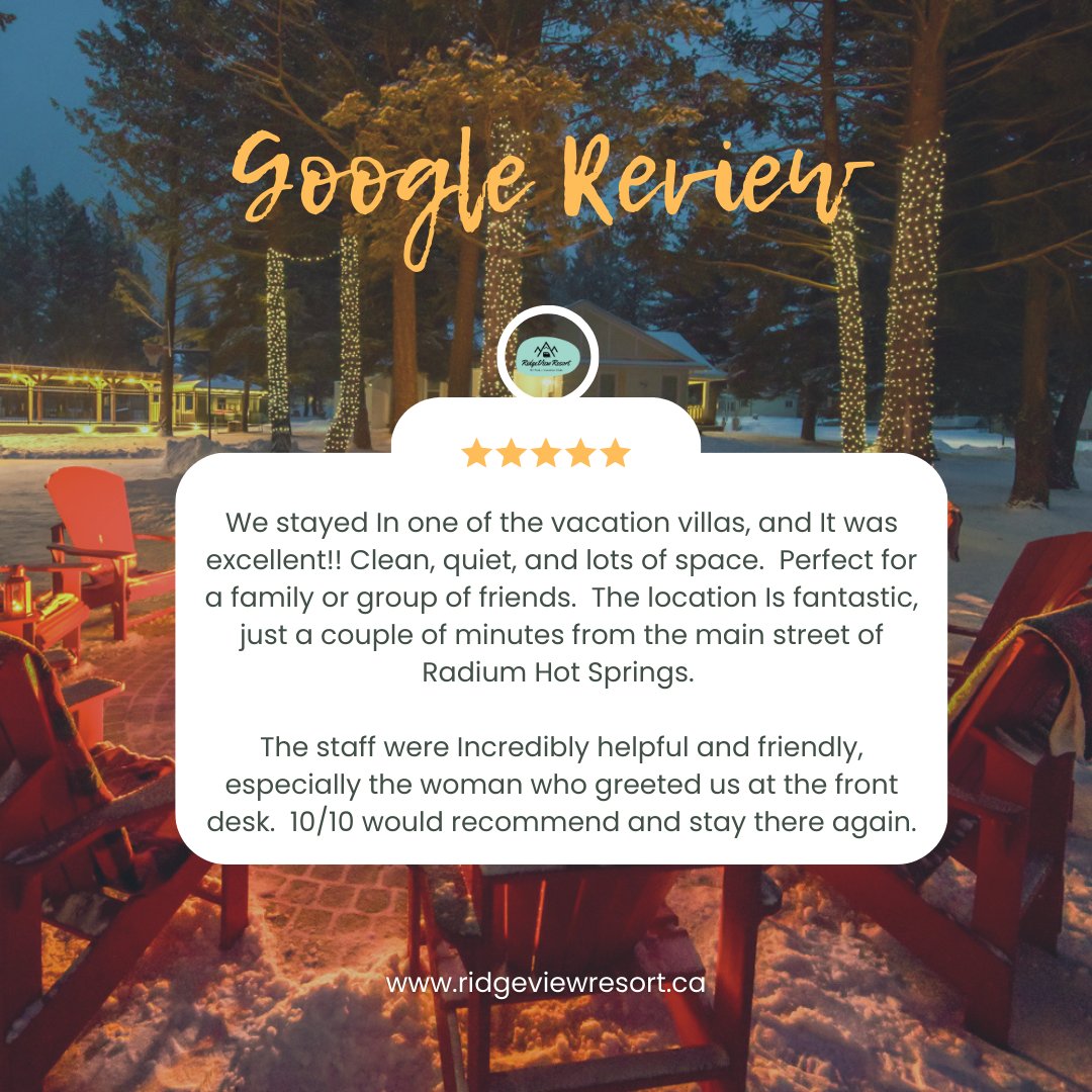 Your feedback inspires us to keep creating unforgettable experiences. 

Thank you for letting us be part of your vacation memory-making! ✨

We look forward to welcoming you back again! 🏔️