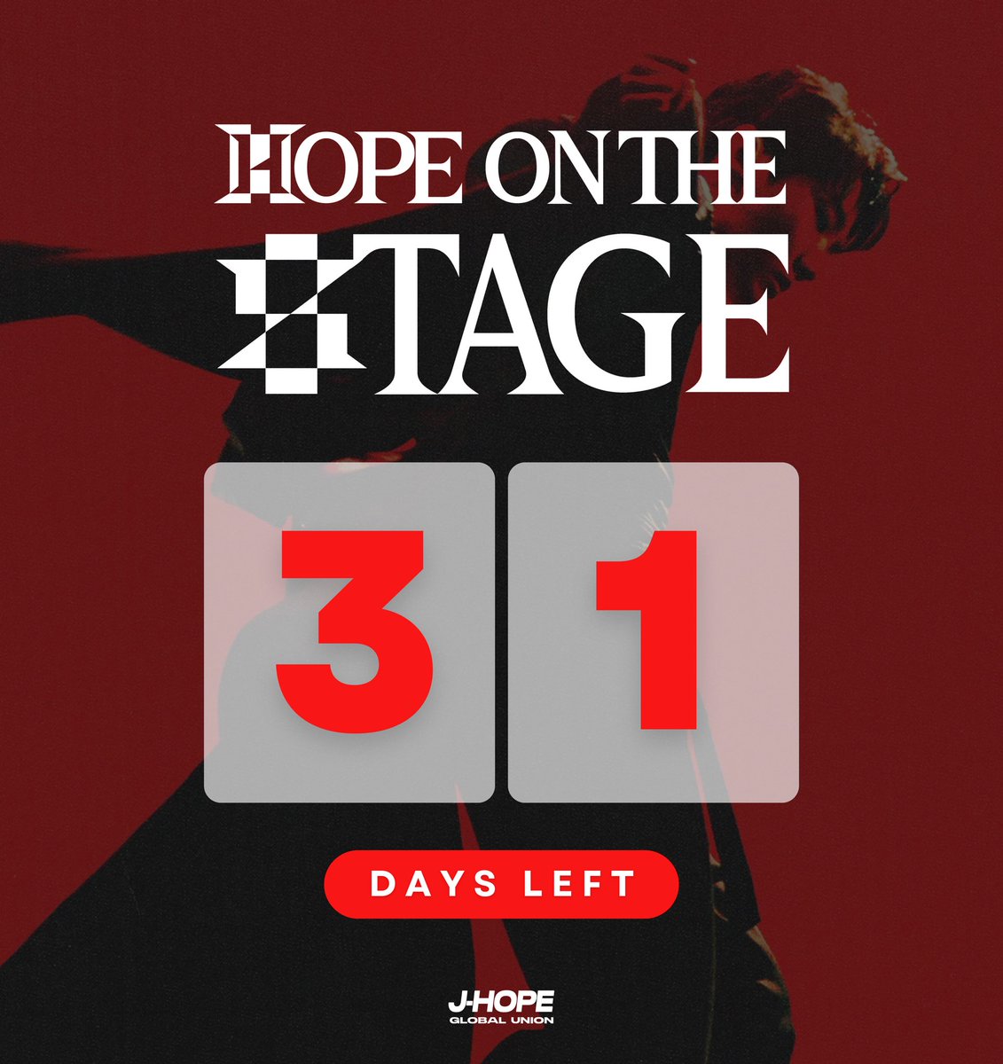 jhopeGlobaI's tweet image. D-31 | #HOPE_ON_THE_STAGE_TOUR 🎤

The countdown has begun! 🎶🔥 Only 31 days left to experience the power of #jhope on HOPE ON THE STAGE TOUR! 
Are you ready for the most epic nights?

HOPE ON THE STAGE IN 31 DAYS
#HOS_TOUR_31DAYS
#HOS_TOUR #JHOPE_TOUR