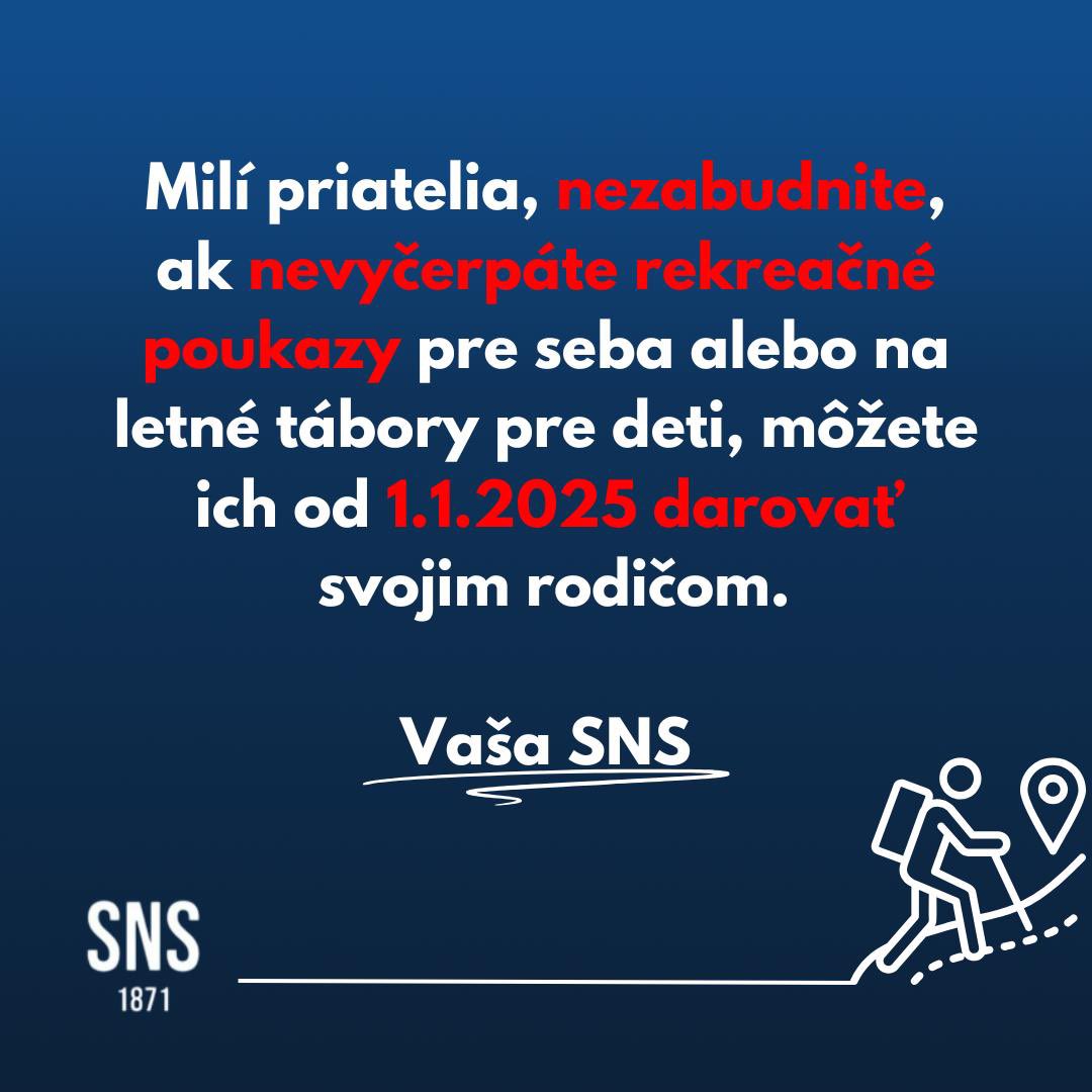 AndrejDanko6's tweet photo. Nezabudnite, že nevyčerpané rekreačné poukazy môžete darovať svojim rodičom. 👫
Viac info 👉🏽 https://t.co/H4vb7CnQLV
#poukazy #cestovanie #pobyt #darovanie #rodicia #deti #slovensko #sns #andrejdanko #foryou https://t.co/QC0LxHZelO