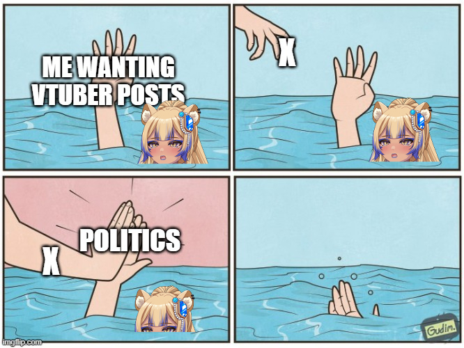 mh_tetra's tweet image. If possible could other vtubers interact with this?

My algorithm is a dumpster fire and I'd love to find other creator's content rather than drowning in politics. 😭