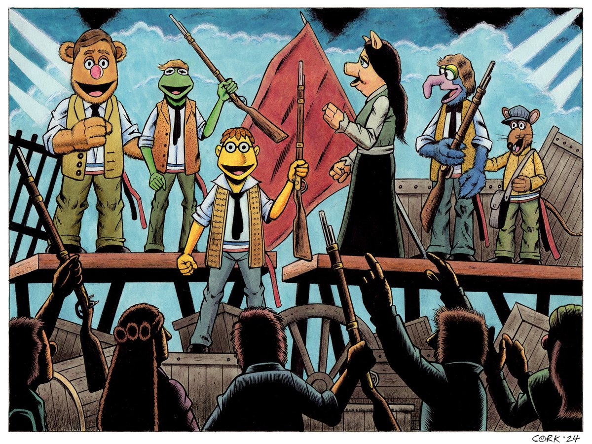 New commission: a Muppet version of Les Misérables (stage version)! Mixed media on 9 X 12" watercolor paper. #MuppetMonday