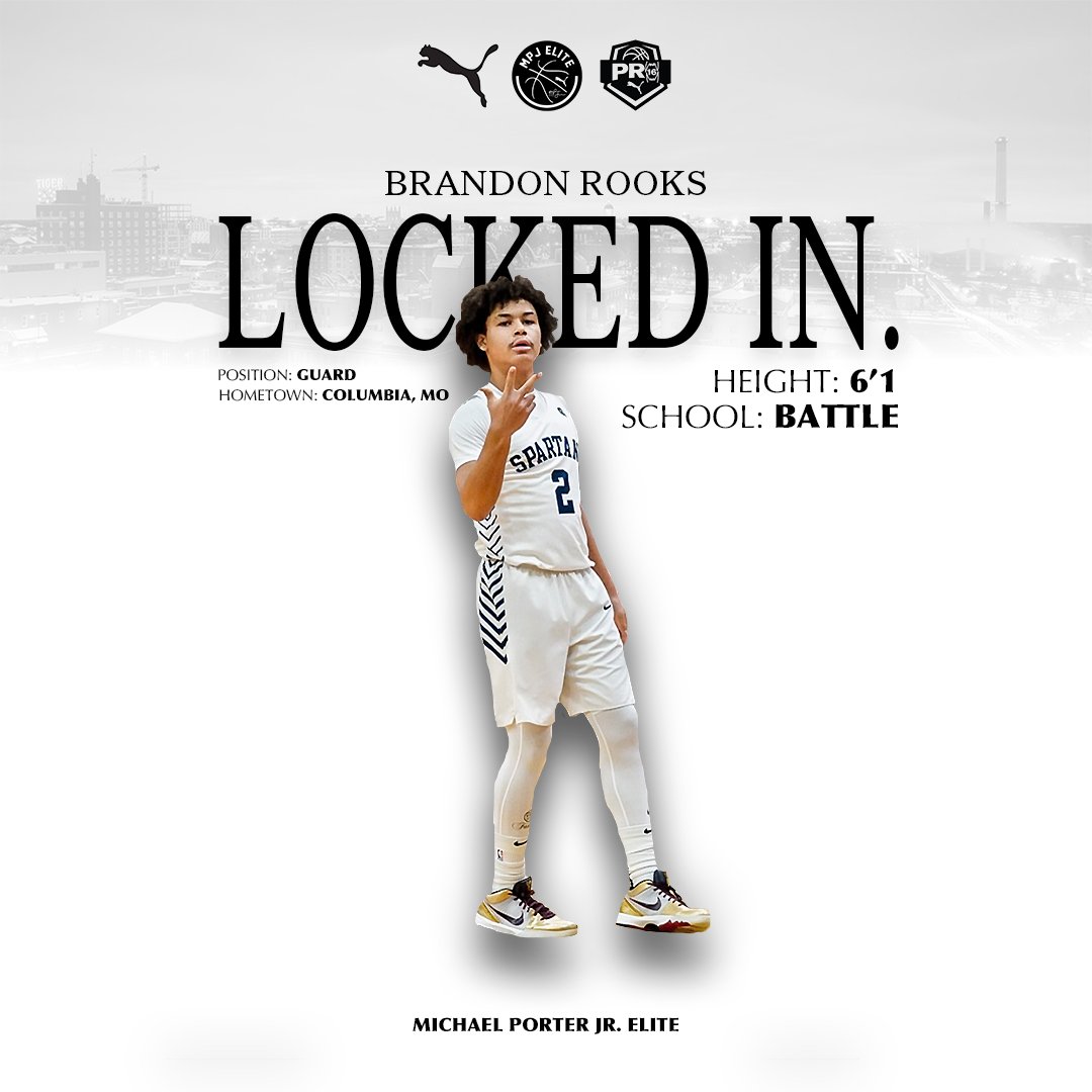Michael Porter Jr. Elite (@mpjelite) on Twitter photo Welcome, Brandon Rooks!
One of the unanimous top guards in a loaded Missouri 2027 class. A dynamic shot-maker with pace & soft touch. We can’t wait to get to work, put his talent on full display, and help him reach that next level. Hometown kid!
#MPJelite | <a href="/brandonrooks_/">Brandon Rooks</a> Welcome, Brandon Rooks!
One of the unanimous top guards in a loaded Missouri 2027 class. A dynamic shot-maker with pace & soft touch. We can’t wait to get to work, put his talent on full display, and help him reach that next level. Hometown kid!
#MPJelite | <a href="/brandonrooks_/">Brandon Rooks</a>