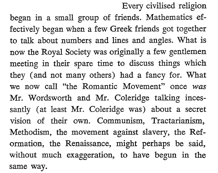 oldbooksguy's tweet photo. C.S. Lewis explains how a few friends getting together in the same room can—and often has—changed the world https://t.co/4laWDyF14D
