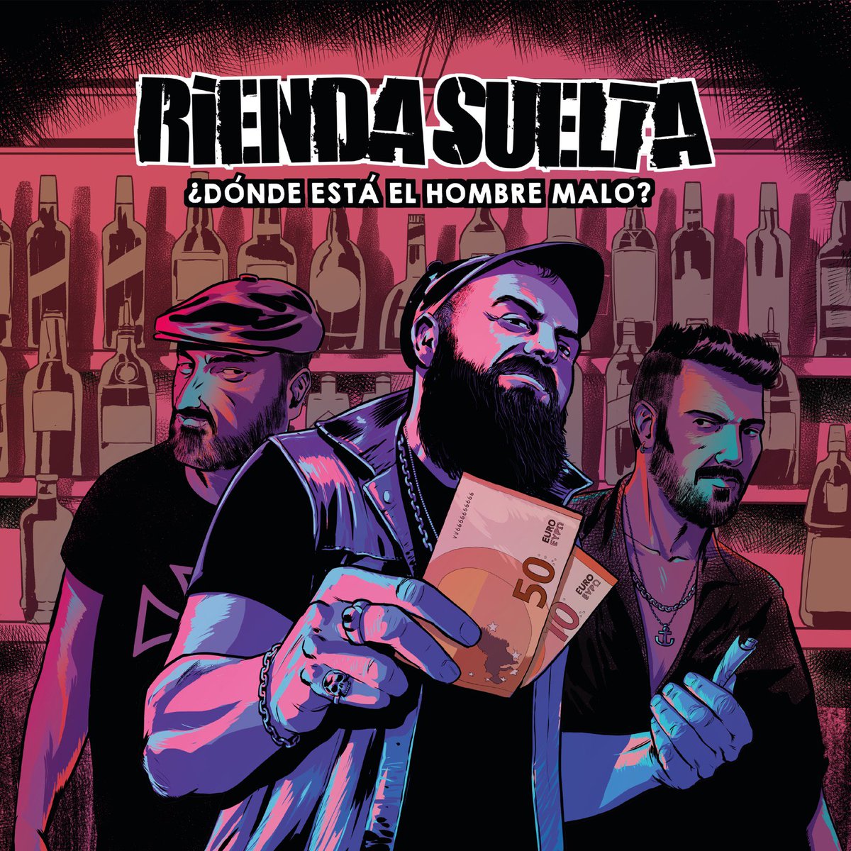 riendasueltarnr's tweet photo. “¿Dónde está el hombre malo?” es el nombre de nuestro primer disco, y esto que veis es la portada!!

Sale el 14 de Febrero, pero a partir de mañana se activa la preventa y habrá que quemar el internet a golpes de pedidos!!

Arte a cargo del gran @almuriel !! https://t.co/SFlsQqwxos