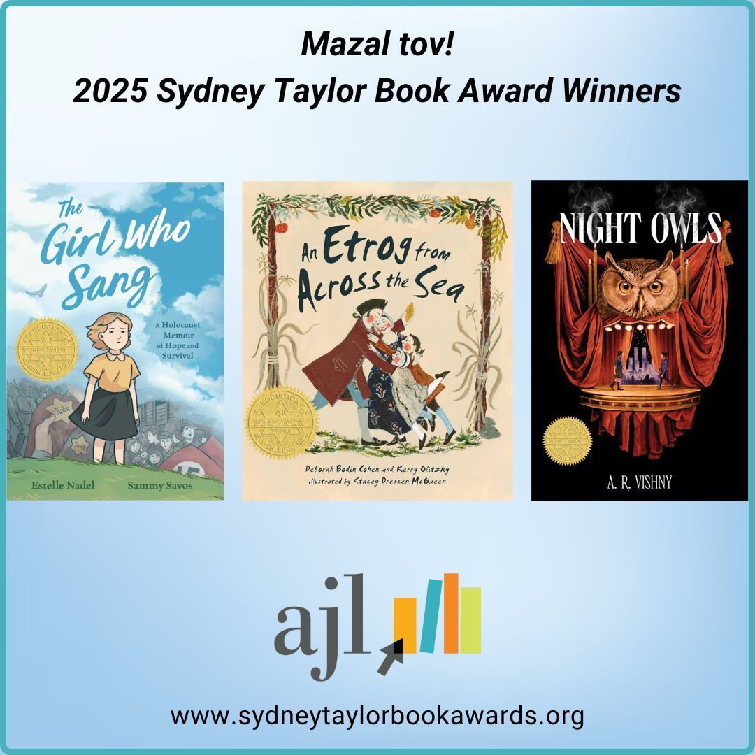 Assn JewishLibraries (@jewishlibraries) on Twitter photo Mazel tov to the 2025 winners of the Sydney Taylor Book Award!
For a complete list of award winners and notable books, visit buff.ly/3O95bg9
#ALAYMA #ALA #LibLearnX #STBA #AJL <a href="/JewishLibraries/">Assn JewishLibraries</a> Mazel tov to the 2025 winners of the Sydney Taylor Book Award!
For a complete list of award winners and notable books, visit buff.ly/3O95bg9
#ALAYMA #ALA #LibLearnX #STBA #AJL <a href="/JewishLibraries/">Assn JewishLibraries</a>